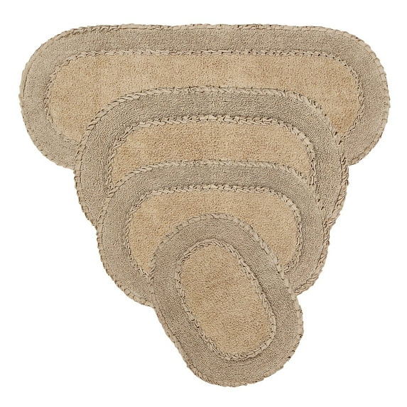 Home Weavers Double Ruffle Collection 100% Cotton Bathroom Rugs Set, Washable Rug, Extra and Absorbent bath Rug, Kitchen Mat, Bath Mat Set, Bath Floor Mat Non Slip, 4 Piece Set with Runner, Linen Rug