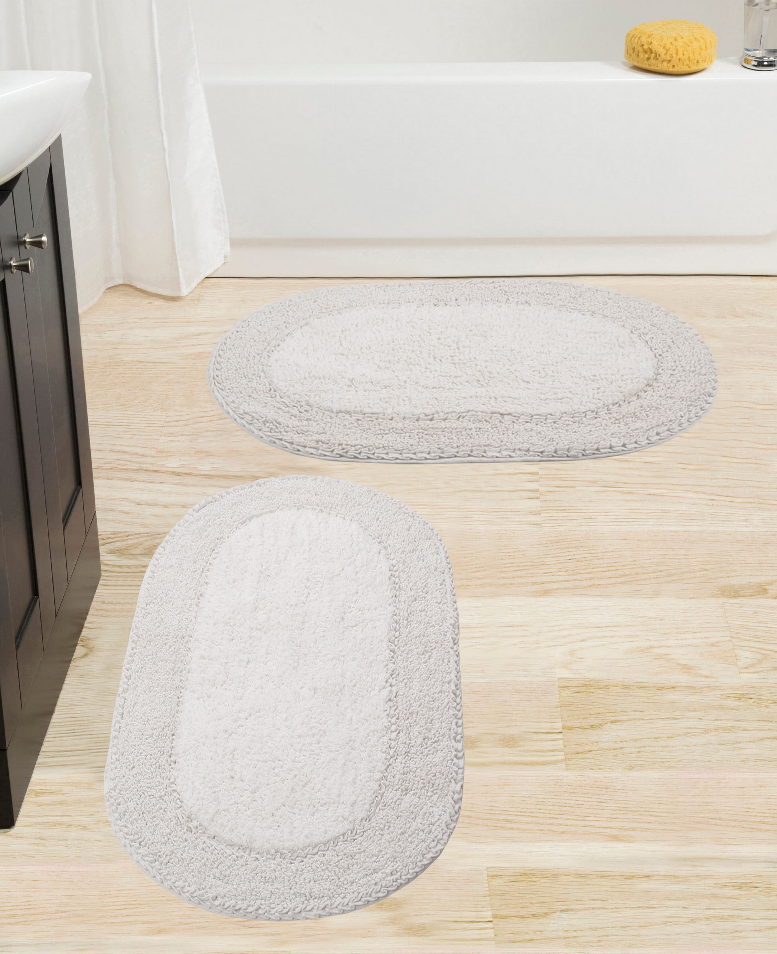 Home Weavers Double Ruffle Collection 100 Cotton Bathroom Rugs Set