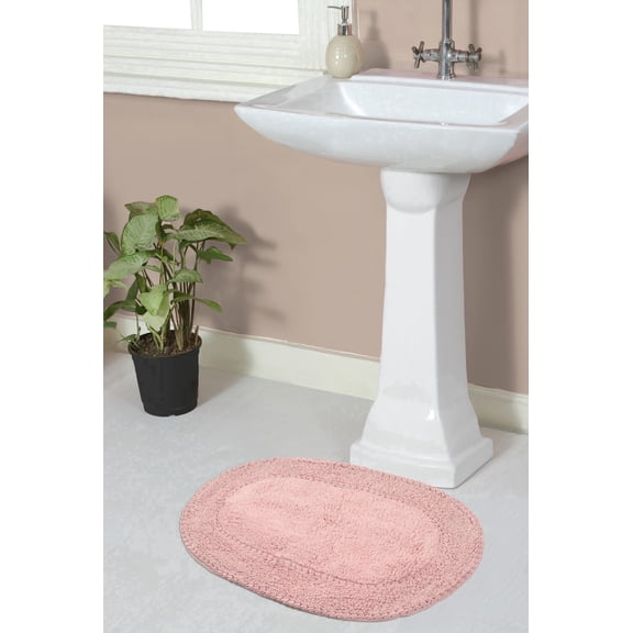 Home Weavers Double Ruffle Collection 100% Cotton Bathroom Rugs Set, Washable Rug, Extra Soft and Water Absorbent bath Rug, Kitchen Mat, Bath Mat Set, Non Slip Bath Floor Rug, 17"x24" Rectangle, Pink