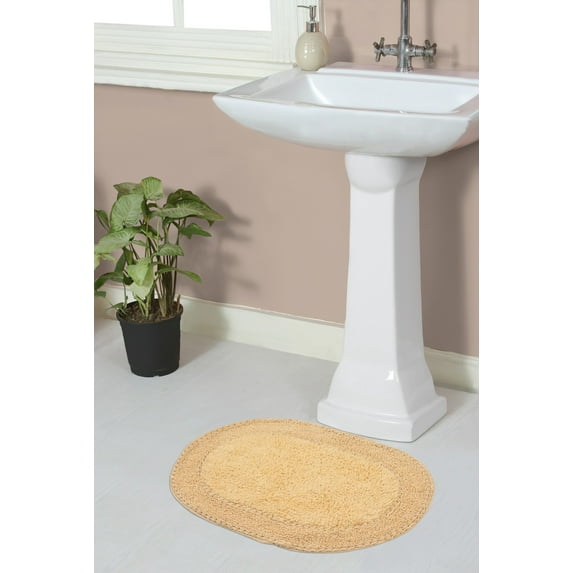 Home Weavers Double Ruffle Collection 100% Cotton Bathroom Rugs Set, Washable Rug, Extra Soft and Water Absorbent bath Rug, Kitchen Mat, Bath Mat Set, Non Slip Bath Floor Rug, 17"x24" Rectangle Yellow