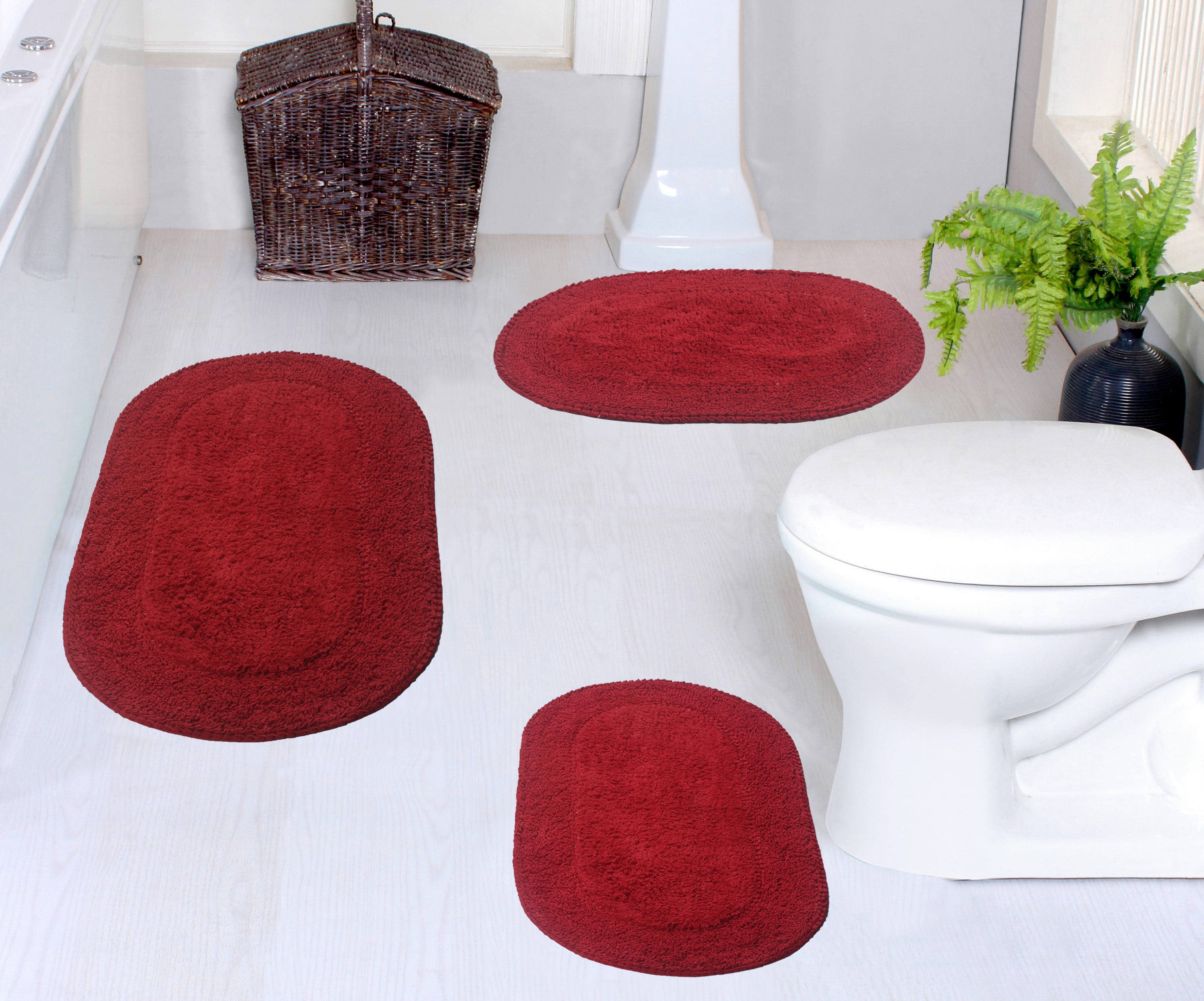 Red Barrel Studio® Domynick Floral Design 3 Piece Bathroom Rugs Set -  Non-Slip Ultra Thin Bath Rugs For Bathroom Floor - Washable Cotton Bathroom  Mats Set