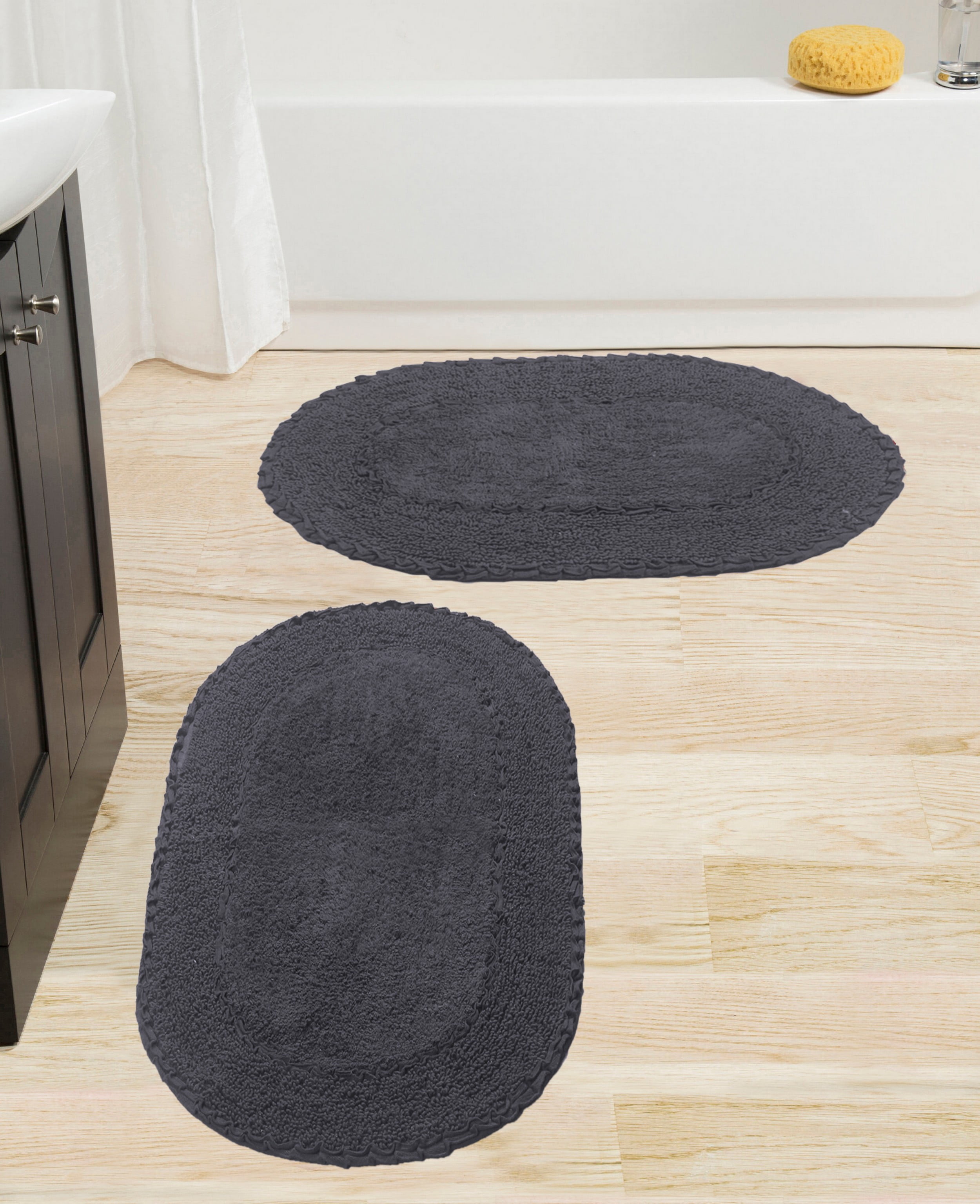 Home Weavers Double Ruffle Collection 100% Cotton Non-Slip Bathroom Rug ...