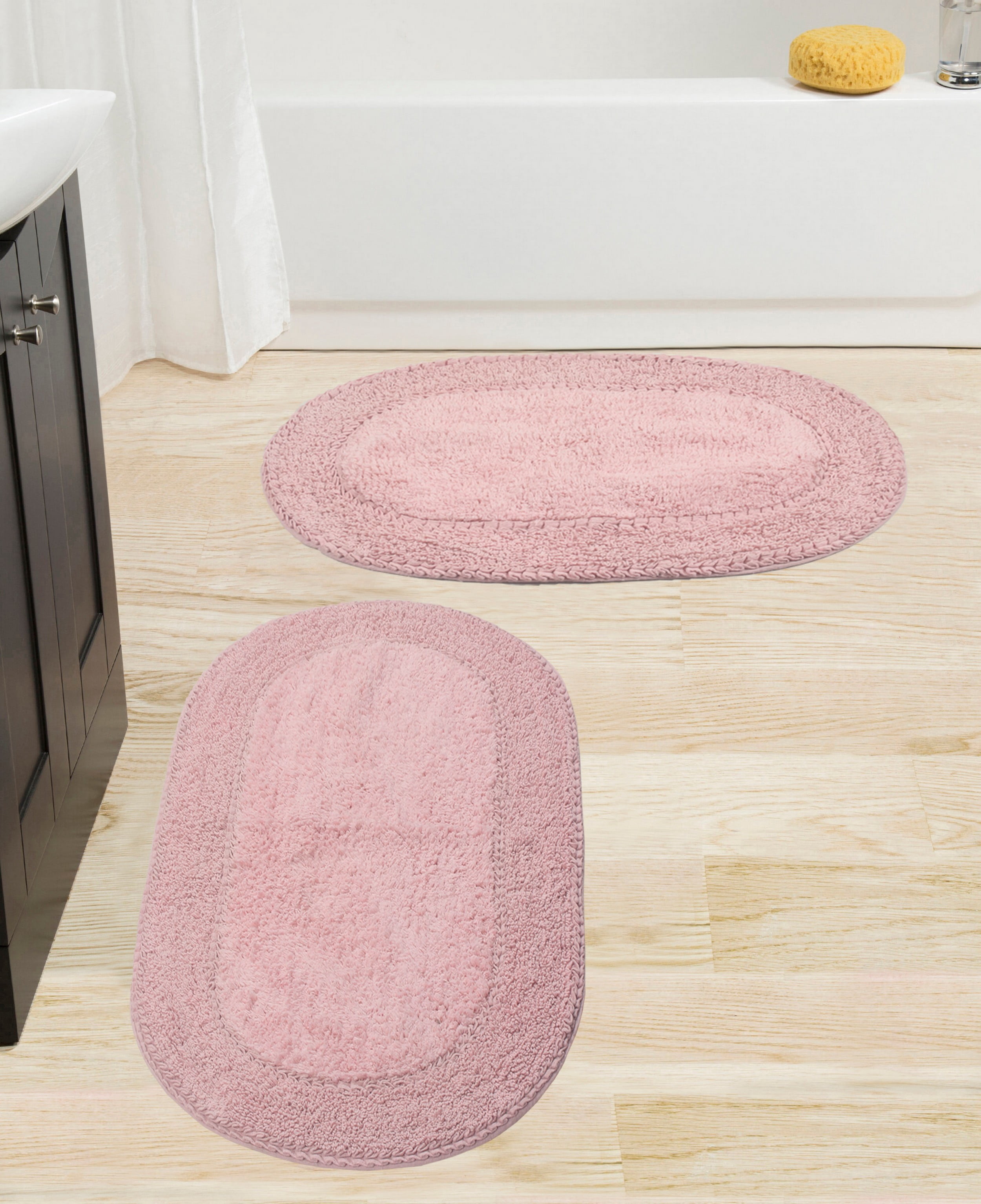 Home Weavers Double Ruffle Collection 100% Cotton Non-Slip Bathroom Rug ...