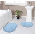 thumbnail image 1 of Home Weavers Double Ruffle Collection 100% Cotton Non-Slip Bathroom Rug Set Machine Washable Bathroom Rug-17"x24", Bath Rug- 21"x34", Blue Color 2 Piece Bath Rug set, 1 of 9