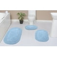 thumbnail image 1 of Home Weavers Double Ruffle Collection 100% Cotton Non-Slip Bathroom Rug Set Machine Washable Bathroom Rug-17"x24", Bath Rug- 21"x34", Runner- 21"x54", Blue Color 3 Piece Bath Carpet set, 1 of 9
