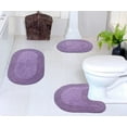 thumbnail image 1 of Home Weavers Double Ruffle Collection 100% Cotton Non-Slip Bathroom Rug Set Machine Washable Bathroom Rug-17"x24", Bath Rug- 21"x34", U Shaped Contour- 20"x20", Purple Color 3 Piece Bath Carpet set, 1 of 9