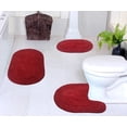thumbnail image 1 of Home Weavers Double Ruffle Collection 100% Cotton Non-Slip Bathroom Rug Set Machine Washable Bathroom Rug-17"x24", Bath Rug- 21"x34", U Shaped Contour- 20"x20", Red Color 3 Piece Bath Rug set, 1 of 9