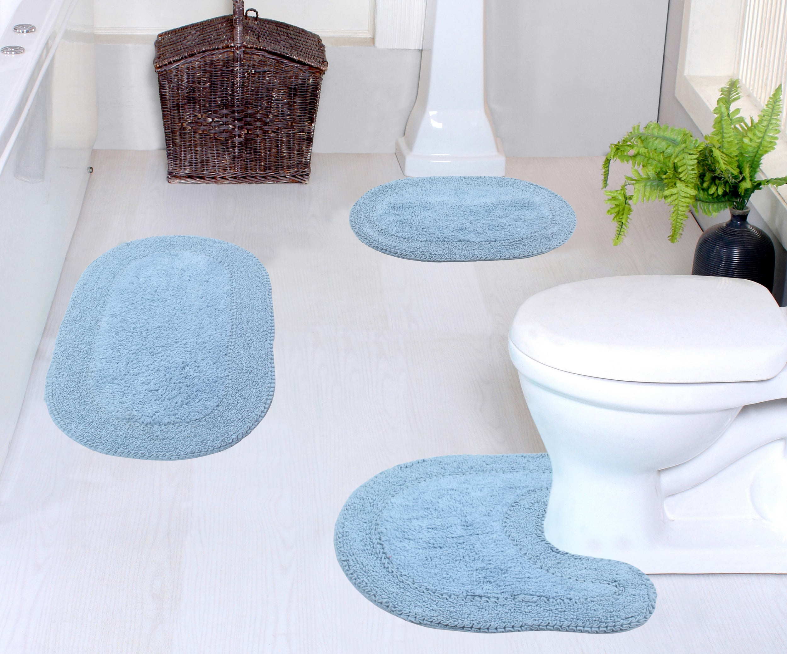 Home Weavers Double Ruffle Collection 100% Cotton Non-Slip Bathroom Rug ...
