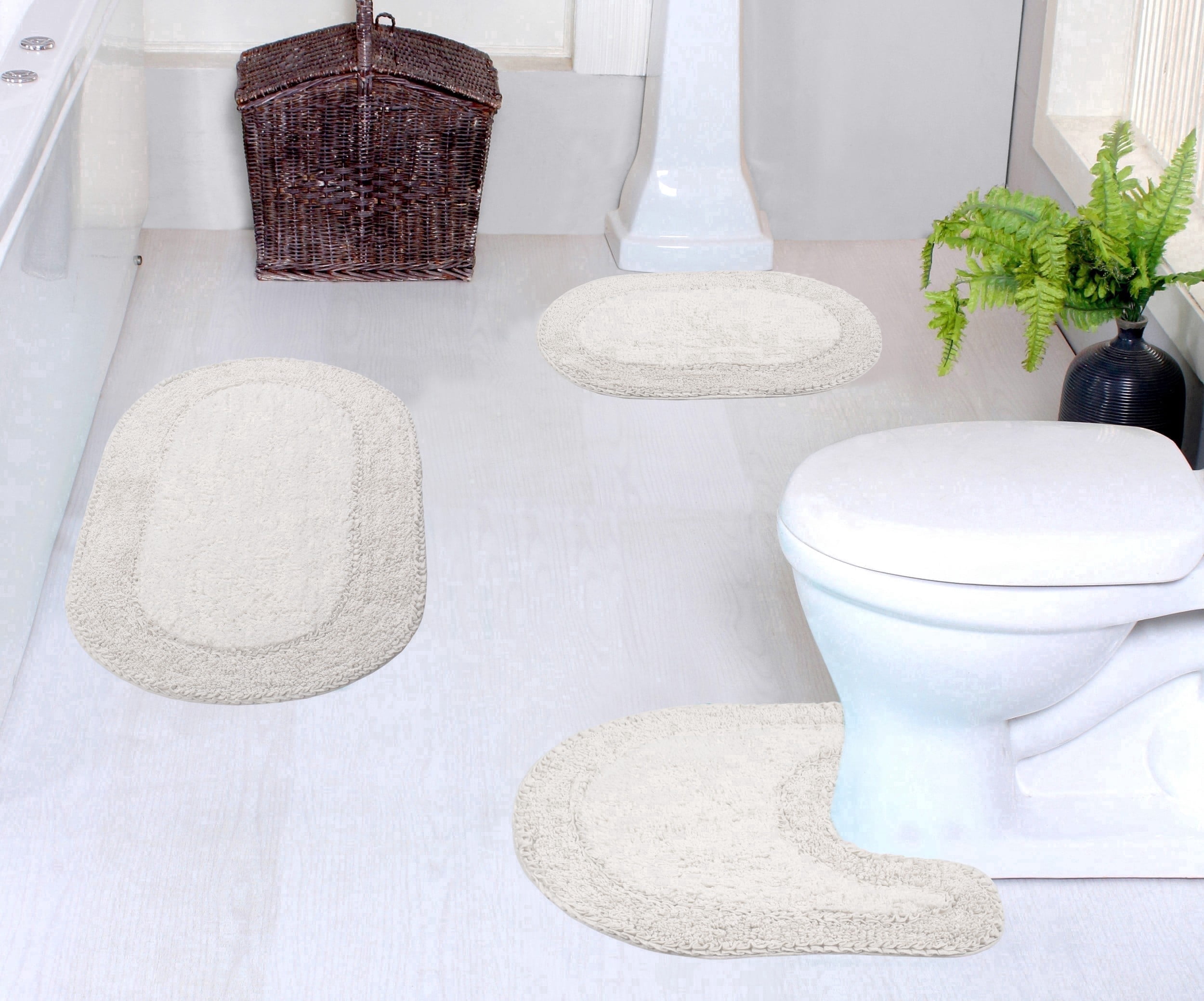 Home Weavers Double Ruffle Collection 100% Cotton Non-Slip Bathroom Rug ...