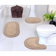 thumbnail image 1 of Home Weavers Double Ruffle Collection 100% Cotton Non-Slip Bathroom Rug Set Machine Washable Bathroom Rug-17"x24", Bath Rug- 21"x34", U Shaped Contour- 20"x20", Linen Color 3 Piece Bath Rug set, 1 of 9