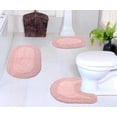 thumbnail image 1 of Home Weavers Double Ruffle Collection 100% Cotton Non-Slip Bathroom Rug Set Machine Washable Bathroom Rug-17"x24", Bath Rug- 21"x34", U Shaped Contour- 20"x20", Pink Color 3 Piece Bath Rug set, 1 of 9