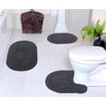 thumbnail image 1 of Home Weavers Double Ruffle Collection 100% Cotton Non-Slip Bathroom Rug Set Machine Washable Bathroom Rug-17"x24", Bath Rug- 21"x34", U Shaped Contour- 20"x20", Gray Color 3 Piece Bath Rug set, 1 of 9