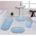 thumbnail image 1 of Home Weavers Double Ruffle Collection 100% Cotton Non-Slip Bathroom Rug Set Machine Washable Bathroom Rug, Bath Rug, Bathroom Rug, Runner, Blue Color 4 Piece Bath Carpet set, 1 of 9
