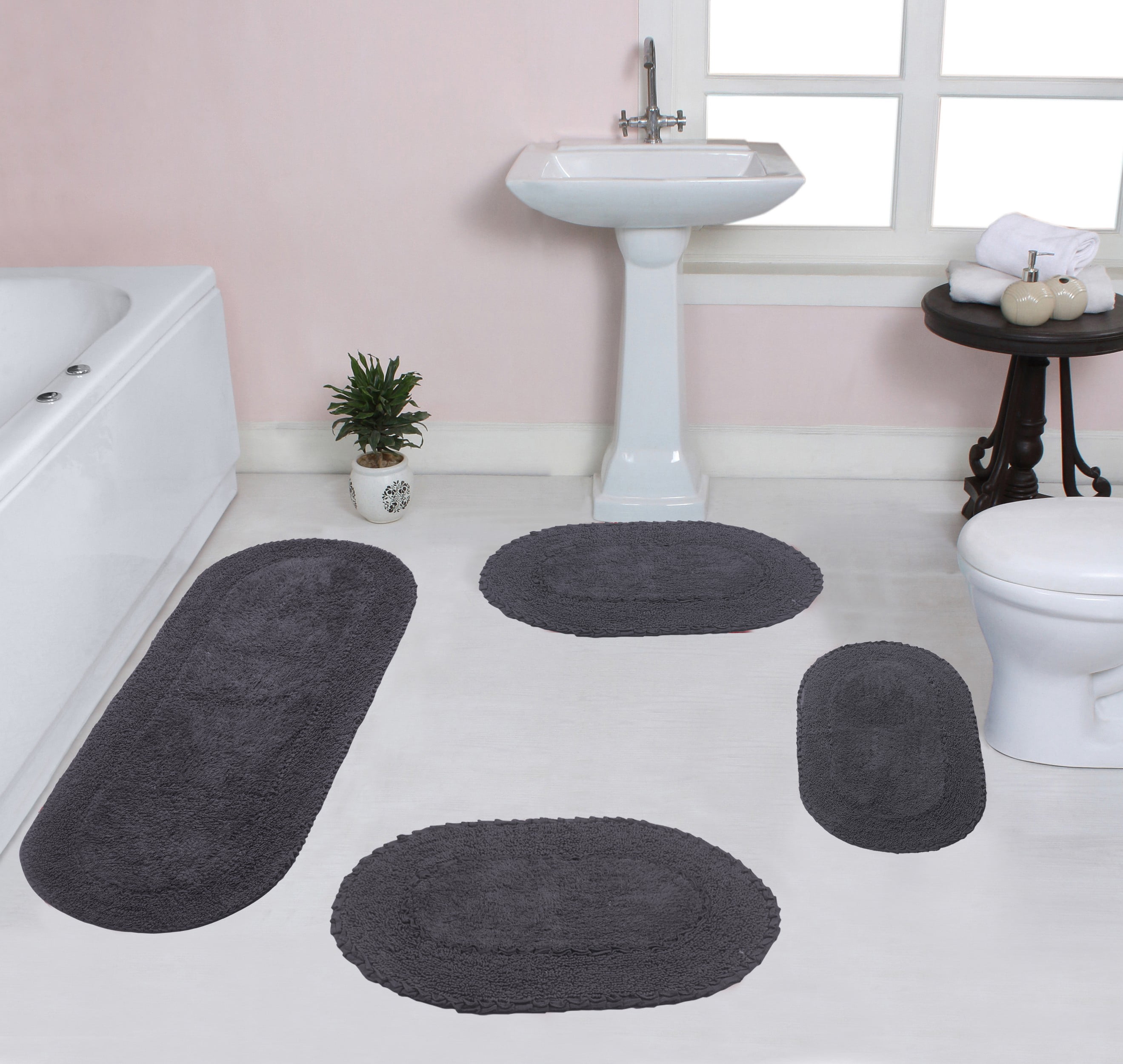 Home Weavers Double Ruffle Collection 100% Cotton Non-Slip Bathroom Rug ...