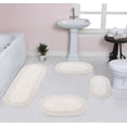 thumbnail image 1 of Home Weavers Double Ruffle Collection 100% Cotton Non-Slip Bathroom Rug Set Machine Washable Bathroom Rug, Bath Rug, Bathroom Rug, Runner, Ivory Color 4 Piece Bath Rug set, 1 of 9