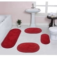 thumbnail image 1 of Home Weavers Double Ruffle Collection 100% Cotton Non-Slip Bathroom Rug Set Machine Washable Bathroom Rug, Bath Rug, Bathroom Rug, Runner, Red Color 4 Piece Bath Rug set, 1 of 9