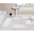 thumbnail image 1 of Home Weavers Double Ruffle Collection 100% Cotton Non-Slip Bathroom Rug Set Machine Washable Bathroom Rug, Bath Rug, U Shaped Contour, Runner, Bathroom Rug, Ivory Color 5 Piece Bath Carpet set, 1 of 9