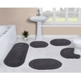 thumbnail image 1 of Home Weavers Double Ruffle Collection 100% Cotton Non-Slip Bathroom Rug Set Machine Washable Bathroom Rug, Bath Rug, U Shaped Contour, Runner, Bathroom Rug, Gray Color 5 Piece Bath Rug set, 1 of 9