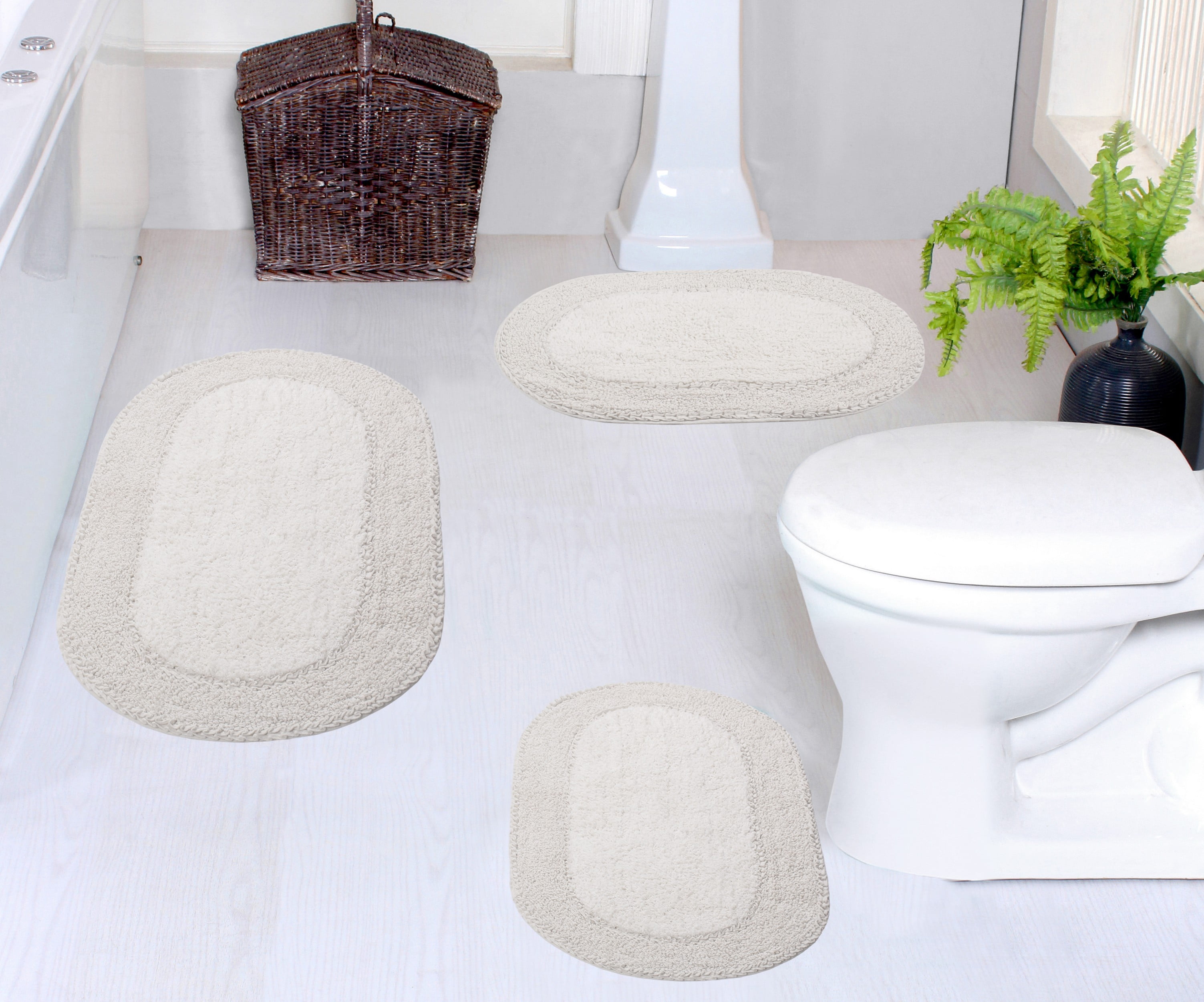 Home Weavers Double Ruffle Collection 100% Cotton Non-Slip Bathroom Rug ...