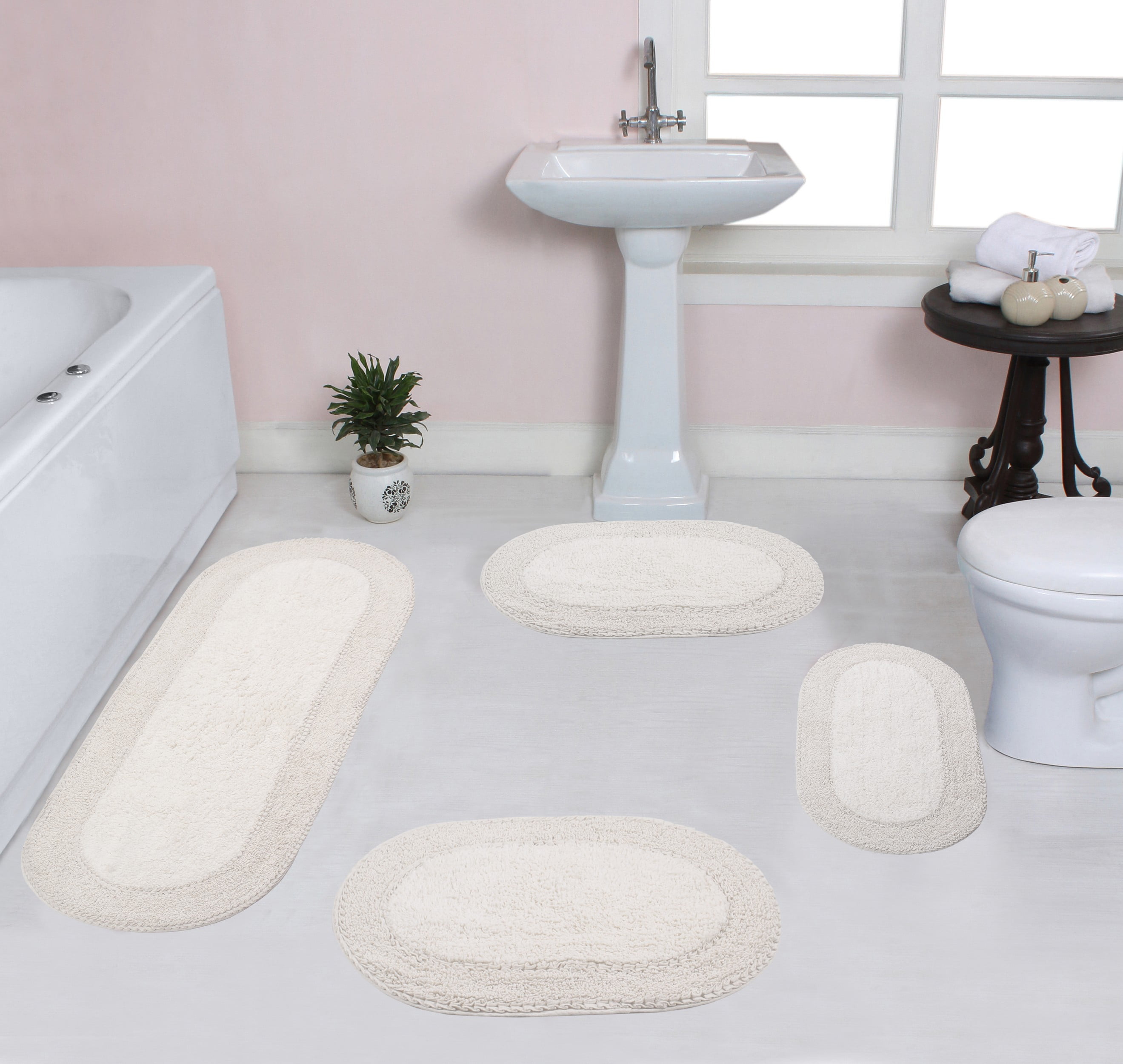 Home Weavers Double Ruffle Collection 100% Cotton Non-Slip Bathroom Rug ...