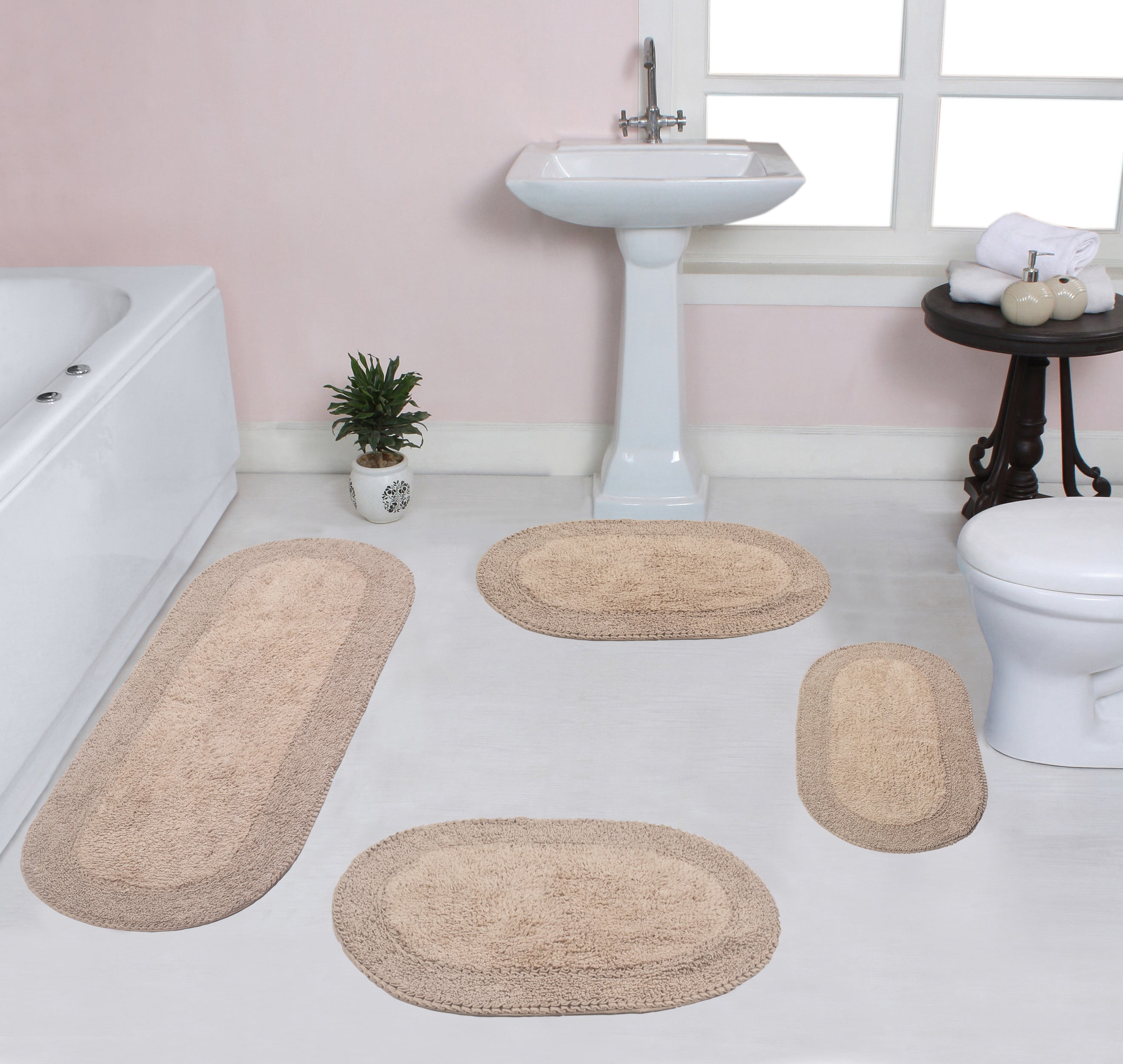 Home Weavers Double Ruffle Collection 100% Cotton Non-Slip Bathroom Rug ...