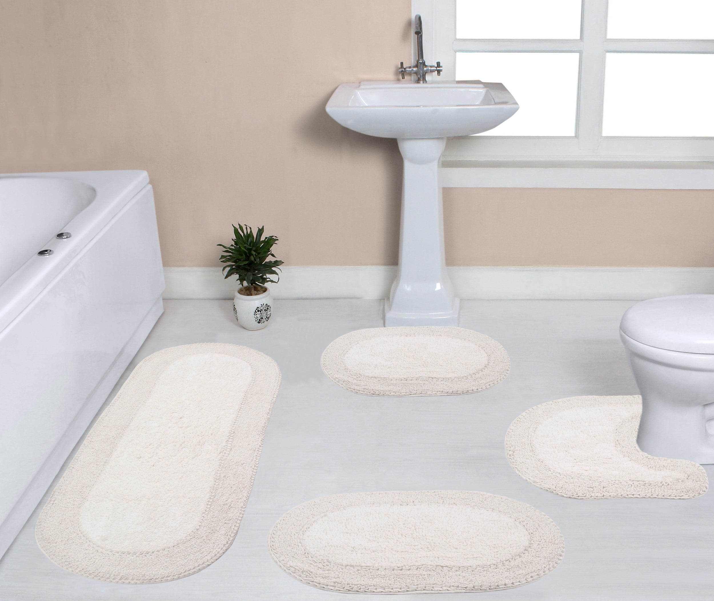 Home Weavers Double Ruffle Collection 100% Cotton Non-Slip Bathroom Rug ...