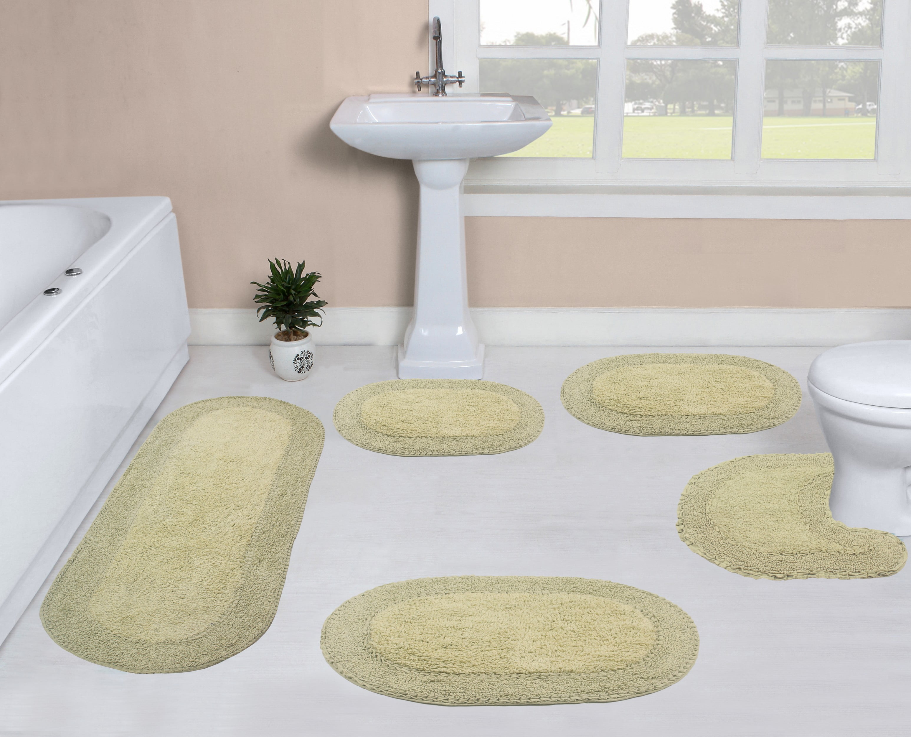 Home Weavers Double Ruffle Collection 100% Cotton Non-Slip Bathroom Rug ...