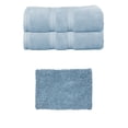 thumbnail image 1 of Home Weavers Double Ruffle Collection 100% Soft Cotton Super Absorbent 2 Pcs Bath Towel Set & 1 Pc 17x24" Bath Rug, Machine Washable & Non Slip (Set of 3), Blue, 1 of 4