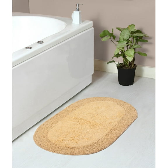 Home Weavers Double Ruffle Collection - Absorbent Cotton Soft Bathroom, Machine Wash, 21"x34", Yellow Rug