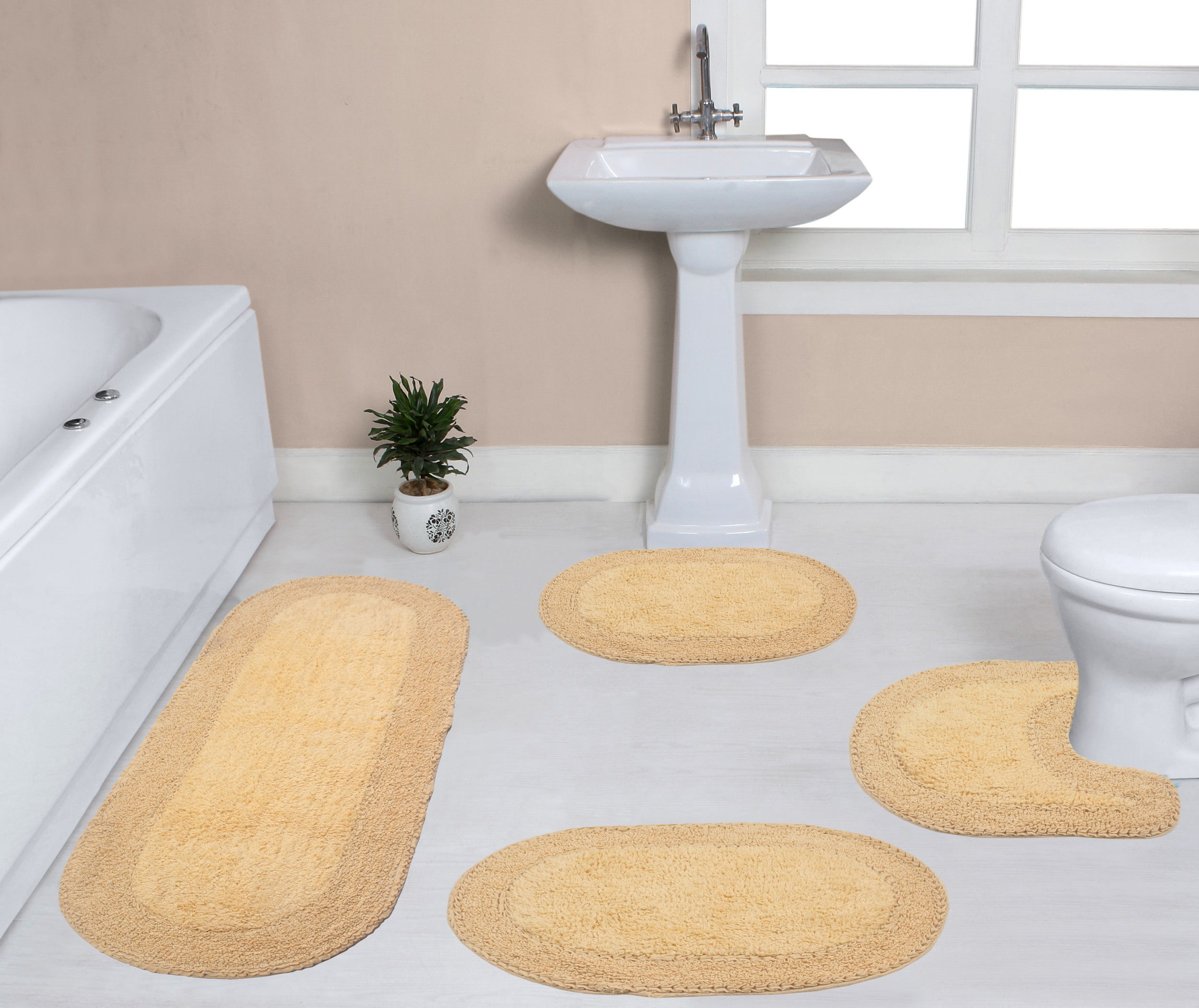 High Density Chenille Bathroom Mat Oval Shape Fluffy Bath Carpets Doormat  For Toilet Shower Room Bathtub