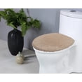 thumbnail image 1 of Home Weavers Double Ruffle Collection Toilet Lid Seat Cover, Elastic Edges, 100% Cotton Soft Non Slip Universal Fit for Standard Round Bath Room Bowl Lids, Washable, 18"x18" Toilet Lid Cover, Linen, 1 of 9
