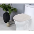 thumbnail image 1 of Home Weavers Double Ruffle Collection Toilet Lid Seat Cover, Elastic Edges, 100% Cotton Soft Non Slip Universal Fit for Standard Round Bath Room Bowl Lids, Washable, 18"x18" Toilet Lid Cover, Ivory, 1 of 9