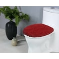 thumbnail image 1 of Home Weavers Double Ruffle Collection Toilet Lid Seat Cover, Elastic Edges, 100% Cotton Soft Non Slip Universal Fit for Standard Round Bath Room Bowl Lids, Washable, 18"x18" Toilet Lid Cover, Red, 1 of 9