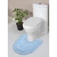thumbnail image 1 of Home Weavers Double Ruffle Collection Toilet Rugs U Shaped Contour, Extra Thick Bathroom Rug, Non-Slip Contour Mat for Bathroom, 100% Cotton Soft & Absorbent, Machine Washable, 20"x20" Contour, Blue, 1 of 9