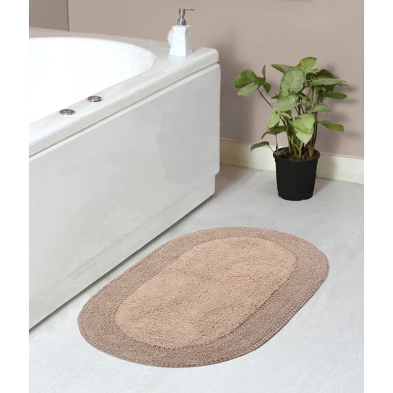 Home Weavers Double Ruffle Rug 100% Cotton Bathroom Rugs Set, Washable Rug, Soft Cotton and Water Absorbent bath Rug, Kitchen Mat, Toilet Rug, Bath Floor Mat Non Slip Rug, 21"x34" Rectangle, Linen