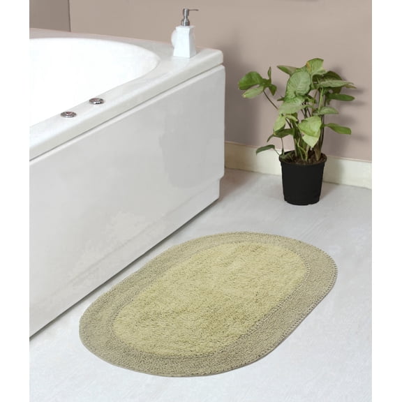 Home Weavers Double Ruffle Rug 100% Cotton Bathroom Rugs Set, Washable Rug, Soft Cotton and Water Absorbent bath Rug, Kitchen Mat, Toilet Rug, Bath Floor Mat Non Slip Rug, 21"x34" Rectangle, Sage