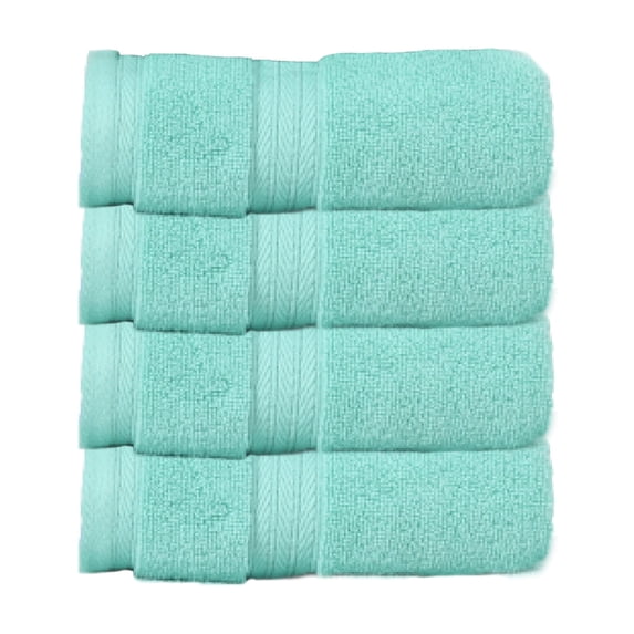 Home Weavers Elegance Essentials 550GSM 100% Cotton Zero Twist Super Absorbent Hand Towel (Set of 4) - 16"x24", Turquoise