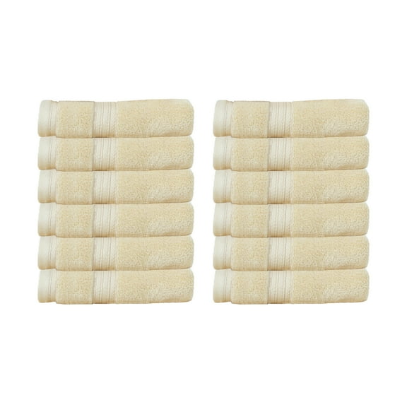 Home Weavers Elegance Essentials 550GSM 100% Cotton Zero Twist Super Absorbent Wash Cloth (Set of 12) - 13"x13", Yellow
