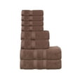thumbnail image 1 of Home Weavers  Elegance Essentials 550GSM Cotton Zero Twist Super Absorbent Bath Towel Set of 8 27"x54", 16"x24", 13"x13" - Chocolate, 1 of 5