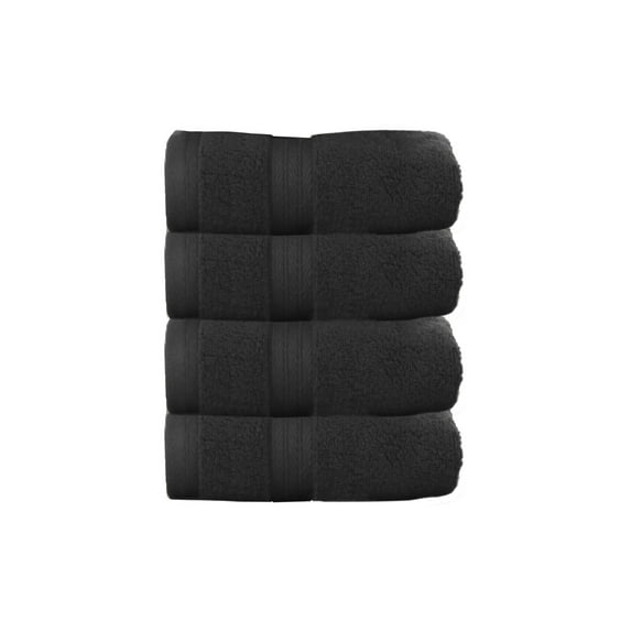 Home Weavers Elegance Essentials 550GSM Cotton Zero Twist Super Absorbent Hand Towel Set of 4 16"x24" - Black
