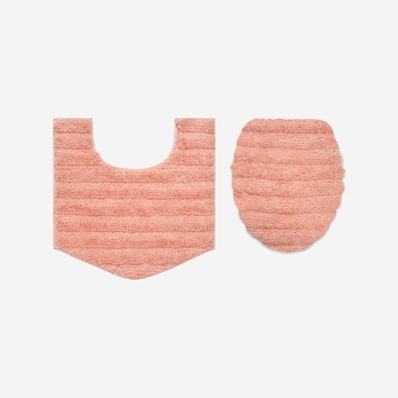 Home Weavers Essence Microfiber 2-Piece Bath Rug Set, 18" x 18", 20" x 20", Coral