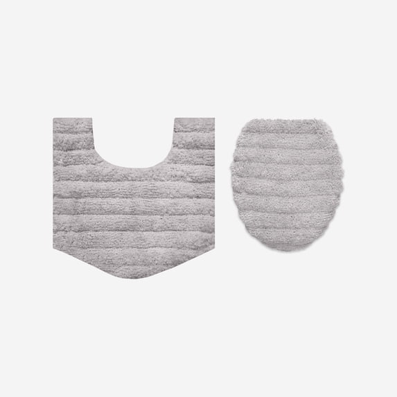 Home Weavers Essence Microfiber 2-Piece Bath Rug Set, 18" x 18", 20" x 20", Gray