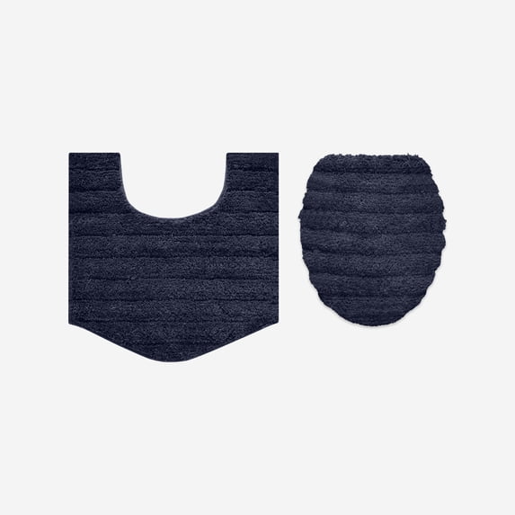 Home Weavers Essence Microfiber 2-Piece Bath Rug Set, 18" x 18", 20" x 20", Navy