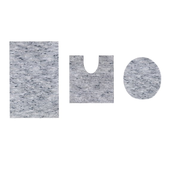 Home Weavers Essential 3-Piece Bathroom Rug Set, Plush Microfiber Bath Mat, U-Shaped Contour Rug and Toilet Lid Cover, Ultra Absorbent, Quick-Dry, Non-Slip Bathroom Mats, Machine Washable, Grey