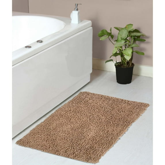 Home Weavers Fantasia Bath Rug 100% Cotton Bathroom Rugs Set, Washable Rug, Soft Cotton and Water Absorbent bath Rug, Kitchen Mat, Toilet Rug, Bath Floor Mat Non Slip Rug, 21"x34" Rectangle, Linen
