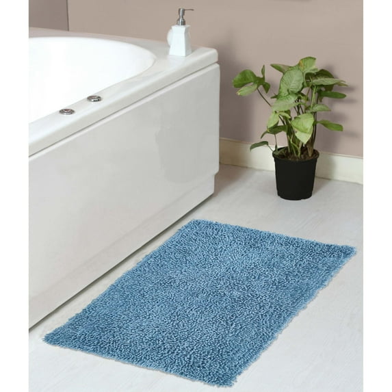 Home Weavers Collection Bathroom Rug 100% Cotton Tufted Bath Rug, Extra Soft and Absorbent Bath Rugs, Non-Slip Bath Mats, Machine Washable bath rugs for Bathroom, 21"x34" Rectangle, Blue
