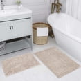 thumbnail image 1 of Home Weavers Fantasia Bath Rug 100% Cotton Non-Slip Bathroom Rug Set Machine Washable Bathroom Rug-17"x24", Bath Rug- 21"x34", Ivory Color 2 Piece Bath Rug set, 1 of 5