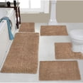 thumbnail image 1 of Home Weavers Fantasia Bath Rug 100% Cotton Non-Slip Bathroom Rug Set Machine Washable Bathroom Rug, Bath Rug, Bathroom Rug, Runner, U Shaped Contour, Linen Color 5 Piece Bath Carpet set, 1 of 6
