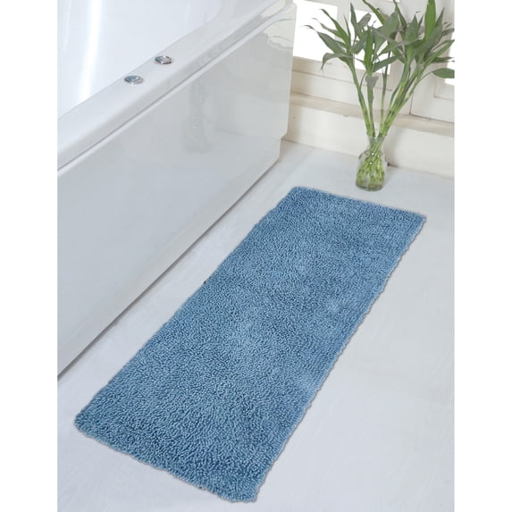 Home Weavers Fantasia Bathroom Rug 100% Cotton Bathroom Rugs Set, Washable Rug, Soft Cotton and Water Absorbent bath Rug, Kitchen Mat, Bath Rug, Bath Floor Mat Non Slip, 21"x54" Runner, Blue