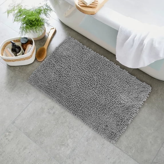 Home Weavers Fantasia Collection 100% Cotton Bathroom Rugs Set, Machine Washable Rug, Extra Soft and Absorbent bath Rug, Kitchen Mat, Bath rug, Bath Floor Mat Non Slip, 17"x24" Rectangle, Gray